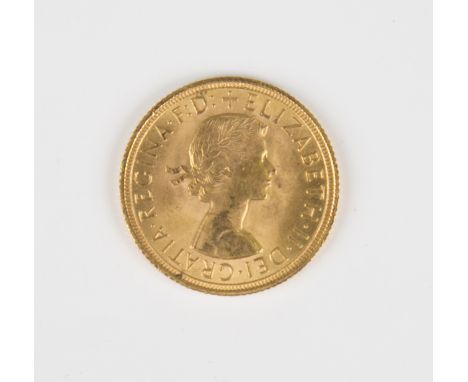 An Elizabeth II sovereign 1958.Buyer’s Premium 29.4% (including VAT @ 20%) of the hammer price. Lots purchased online via the