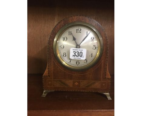 INLAID MAHOGANY MANTEL CLOCK