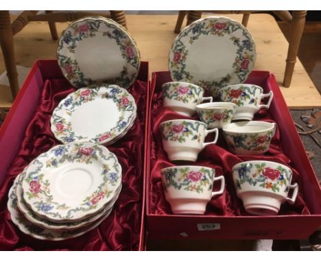 ROYAL DOULTON CUPS, FLORADORA PLATES &amp; SAUCERS
