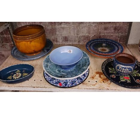 SHELF OF MISC STUDIO STYLE POTS & DISHES