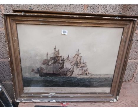 2 OLD NAVAL PRINTS BY R &amp; D HAVELL