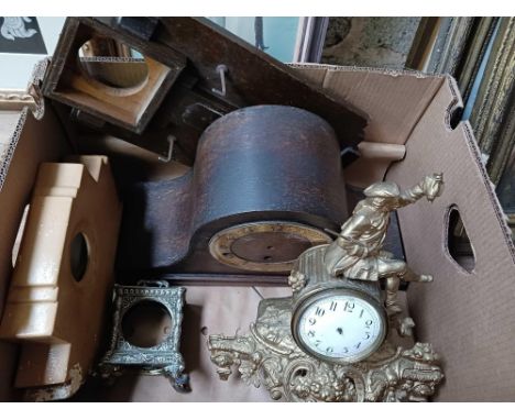 CARTON WITH MISC WOOD &amp; METAL CLOCK CASINGS
