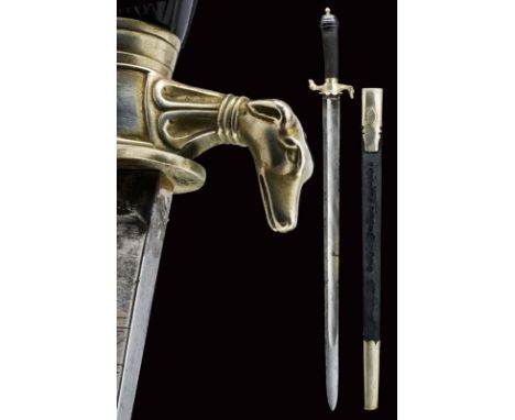 dating: circa 1800 provenance: France, Single-and short false-edged blade, with fuller, remains of small engravings with trop