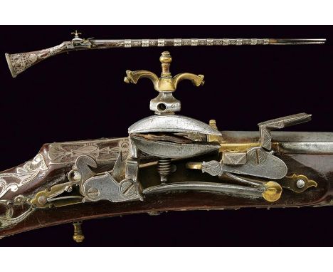 dating: Mid 19th Century provenance: Algeria, Very long, round, smoothbore, 16 mm cal. barrel, with brass rear sight at the b