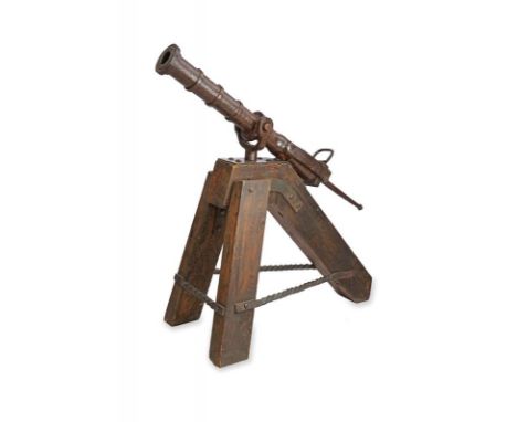 dating: early 16th Century provenance: Southern Europe, Cylindrical, iron barrel, reinforced with thick rings. The nozzle pro