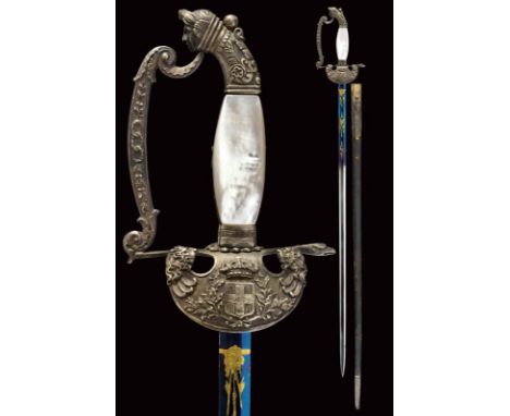 dating: Second half of the 19th Century provenance: Piedmont, Straight blade of hexagonal section, the base engraved and gilt