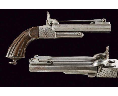 dating: Third quarter of the 19th Century provenance: Europe, Block of two faceted, smoothbore, swiveling, 9.8 mm cal barrels