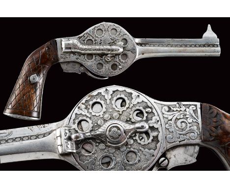 dating: about 1870 provenance: France, Octagonal, smoothbore, 7 mm cal barrel with high rib and foresight, marks of Gouery an