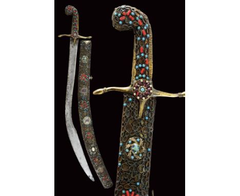 dating: 19th Century provenance: Trabzon, Large, curved, single-and false-edged blade with 'T' back, areas with rust damages.