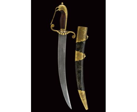 dating: early 20th Century provenance: Russian Empire, Solid and wide, flat, curved, single-and false-edged blade. Brass hilt