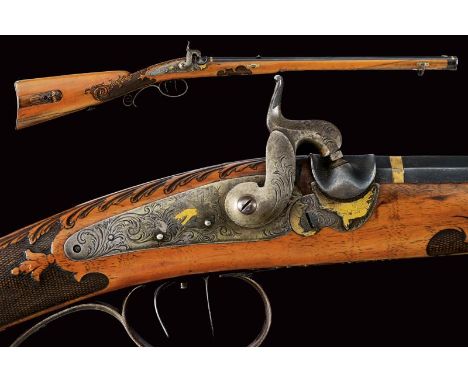dating: Mid 19th Century provenance: Germany, Octagonal, rifled, blued, 9 mm cal barrel signed 'JOH. BAESTLEIN IN SUHL', with