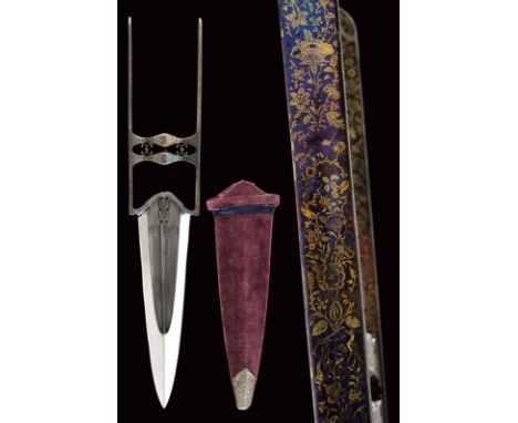 dating: 19th Century provenance: Rajasthan or Agra, Solid, two-edged blade made of very fine damask, with a reinforced tip, r