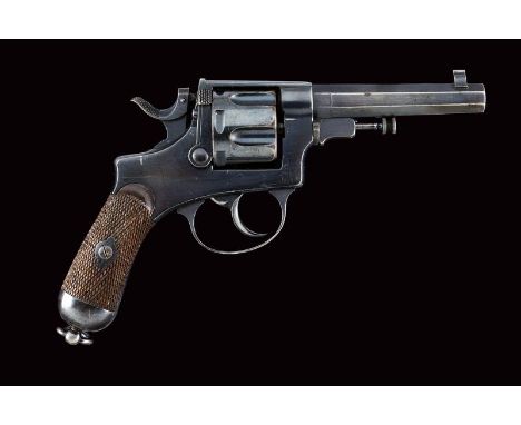 dating: 1889 provenance: Brescia, Octagonal, rifled, 10.35 mm cal barrel. Bore in good condition. Six-shot cylinder, marked '