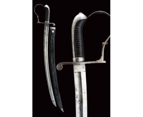 dating: Mid 19th Century provenance: Austria, Curved, single-and short false-edged  blade with large fuller and rectangular t