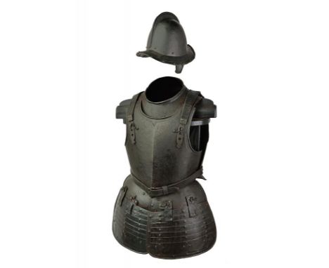 dating: 1620 - 1640 provenance: England, Consisting of breast-plate and back.plate, gorget, tassets and morion. The breast-pl