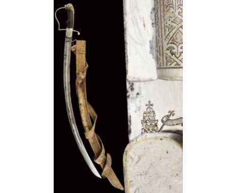 dating: First half of the 20th Century provenance: Ethiopia, Curved blade with fuller and floral engravings. Remains of antiq