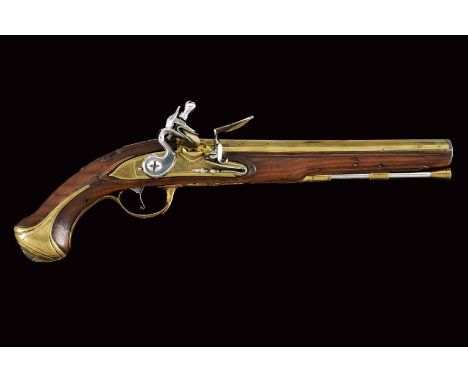 dating: 18th Century provenance: Europe, Octagonal and round, 15 mm cal barrel made of iron and covered with brass, engraved 