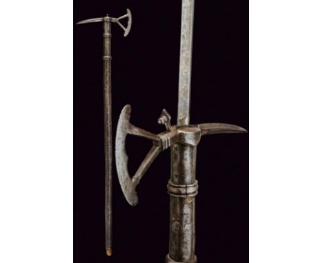 dating: 17th Century provenance: North Italy, Long, straight blade of lozenge section, curved rear fluke and the axe with rou