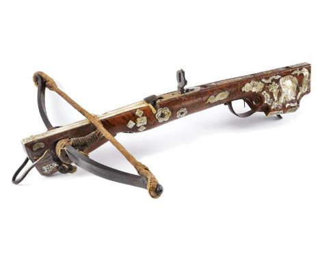 dating: 17th Century provenance: Germany, Iron bow of rectangular section, complete with roping and antique tassels. Wooden t