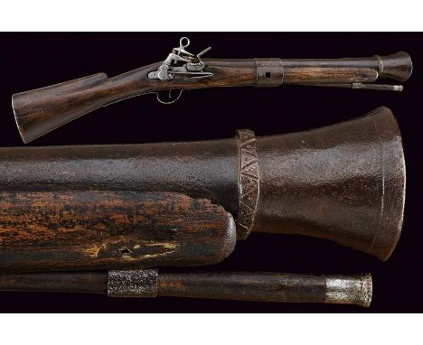 dating: Early 19th Century provenance: Spain, Heavy, smoothbore, two-stage barrel, octagonal at the first part and then round