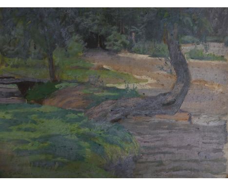 K Homolacs 'Woodland Landscape', oil on board, unframed 