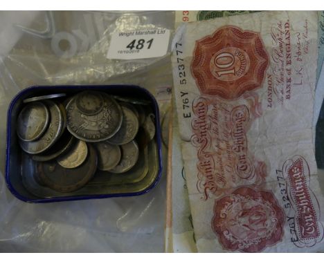 A collection George III and later coinage to include two cartwheel pennies dated 1797, Queen Victoria half crown dated 1890, 