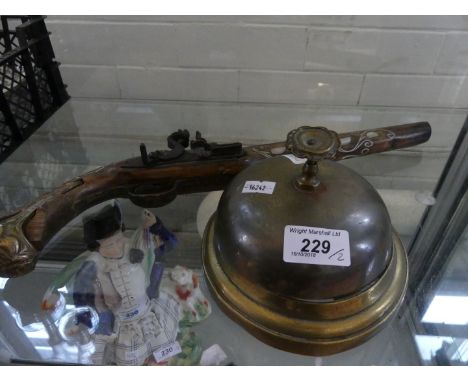 A 19th Century Afgan flintlock pistol being a tourist piece for display purposes only not a functional weapon, together with 