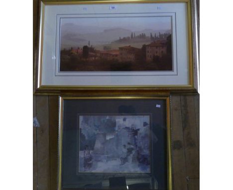 A framed 20th Century coloured print 'Tuscan View' together with a further print after Sir William Russell Flint (2) 