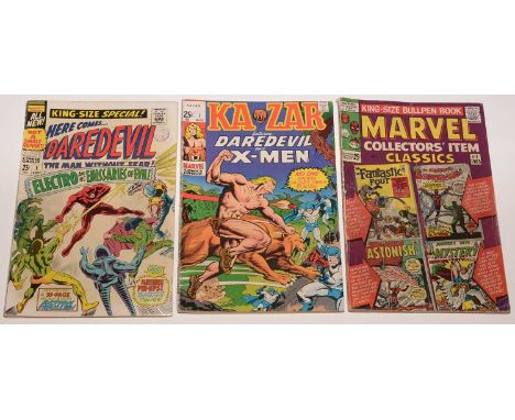 Daredevil King-Size Special, No. 1; Ka-Zar, No. 1 (1970); and Marvel Collectors' Item Classics, No. 1 (1965).