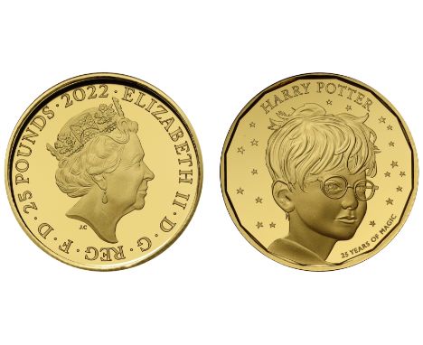 g Elizabeth II (1952-2022), gold proof Quarter Ounce of Twenty-Five Pounds, 2022, struck in 999.9 fine gold, Harry Potter, cr