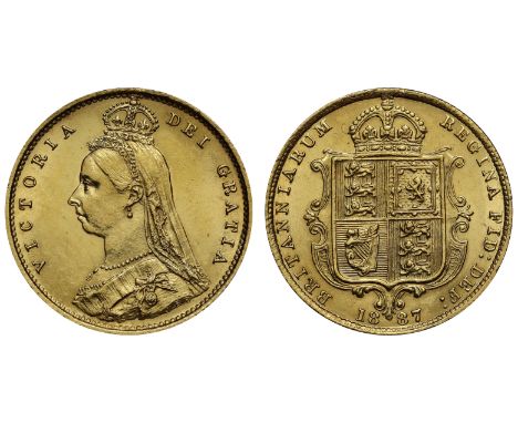 g Victoria (1837-1901), gold Half-Sovereign, 1887, Jubilee style bust facing left, designed by J. Edgar Boehm, small crown an