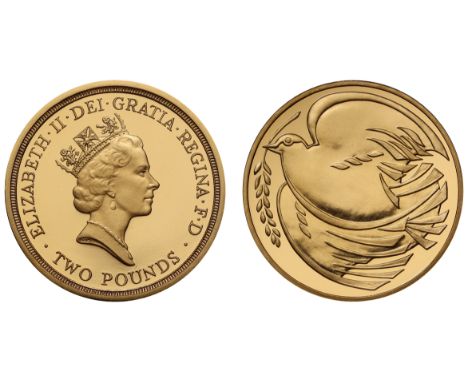 g Elizabeth II (1952-2022), gold proof Two Pounds, 1995, for the 50th Anniversary of the End of World War II, smaller crowned