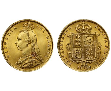 g Victoria (1837-1901), gold Half-Sovereign, 1887, London, Jubilee style bust facing left, designed by J Edgar Boehm, small c