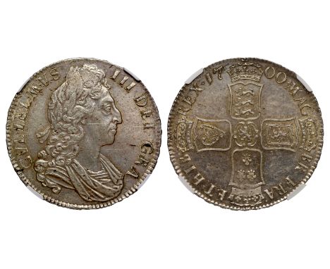 William III (1694-1702), silver Crown, 1700, third laureate and draped bust variety right, legend and toothed border surround