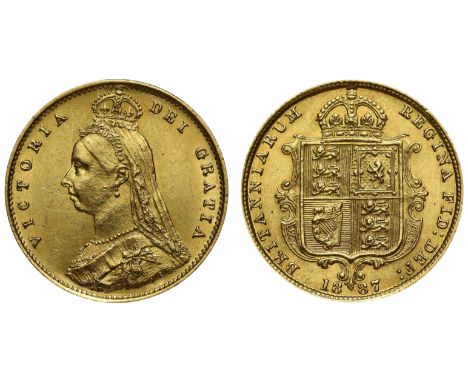 g Victoria (1837-1901), gold Half-Sovereign, 1887, London, Tower Hill Mint, Golden Jubilee style bust facing left, designed b
