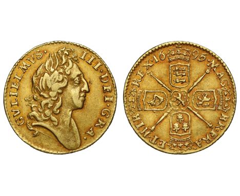 William III (1694-1702), gold Half-Guinea, 1695, laureate head right, Latin legend surrounding, GVLIELMVS. III. DEI. GRA., to