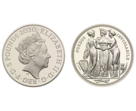 Elizabeth II (1952-2022), silver proof Two Ounces of Five Pounds, 2020, struck in .9999 fine silver, from the Great Engravers