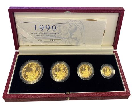 g Elizabeth II (1952-2022), gold proof Britannia 4-coin Set, 1999, One Hundred Pounds, Fifty Pounds, Twenty Five Pounds, Ten 
