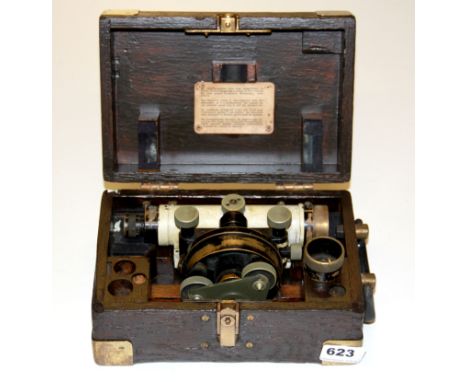 A cased vintage surveyors level.