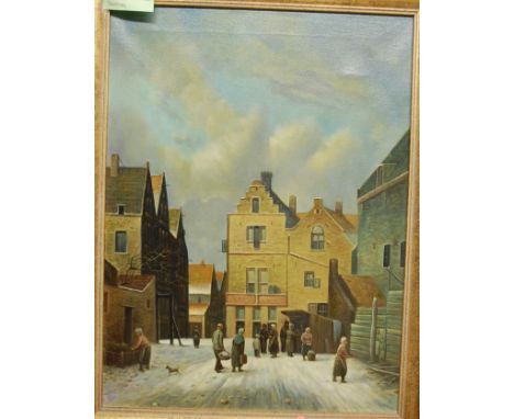 Roland Hilder - lithograph; a reproduction Dutch school oleograph; and one other (3)