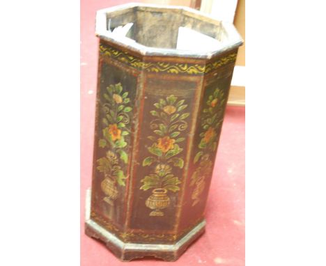 A pair of painted wooden octagonal stick stands