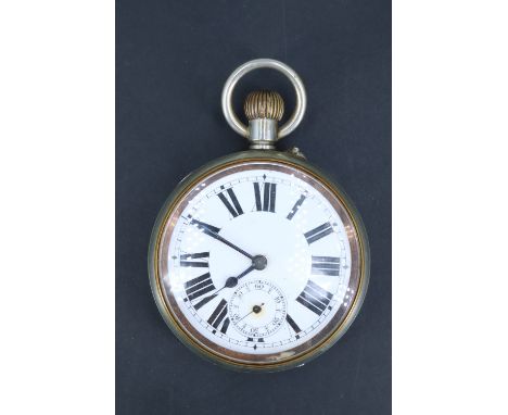 A late 19th / early 20th Century Golliath travel watch, having an un-named crown-wound and pin-set lever movement and enamel 