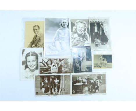 A small group of promotional portrait cards pertaining to celebrities including Charlie Chaplin Red Letter Photocard