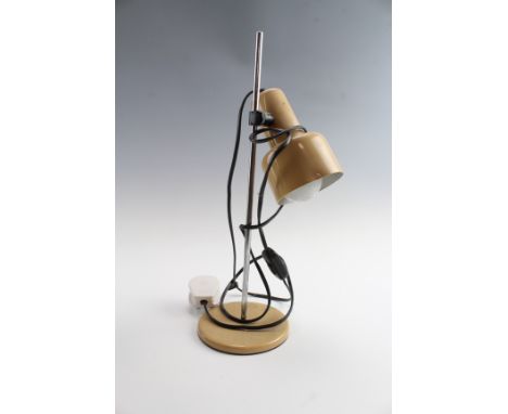 A 1980s painted aluminium and chrome adjustable desk lamp, 40 cm