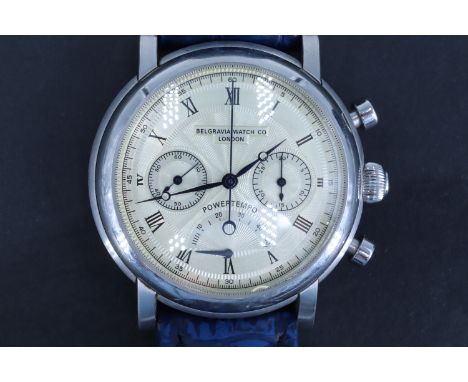 A Belgravia Watch Co of London limited edition chronograph wristwatch, having a manual BWC 601099 movement, silvered rose eng