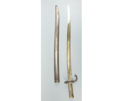 A 19th Century brass-hilted yataghan bayonet for the Remington rolling-block rifle, likely Egyptian contract