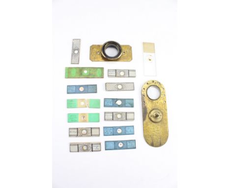 A group of Victorian prepared microscope specimen slides together with a microcopy live box and one other accessory 