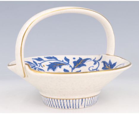 A Charlotte Rhead Burley Ware floral and gilt decorated basket, 11 cm