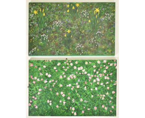 Two Frances Judith Turton paintings (British, 1946-2023)King George V Park, 2007 &amp; Dog Roses, May 2007Oil on canvasesBoth