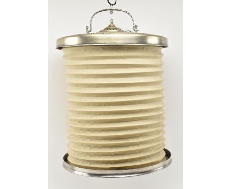 A Turkish Islamic white metal &amp; fabric concertina folding candle lantern light. The lantern having pierced circular metal